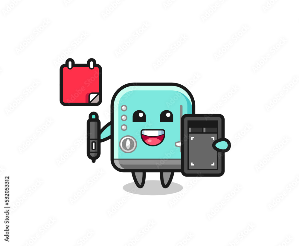 Illustration of toaster mascot as a graphic designer Illustration of toaster mascot as a graphic designer