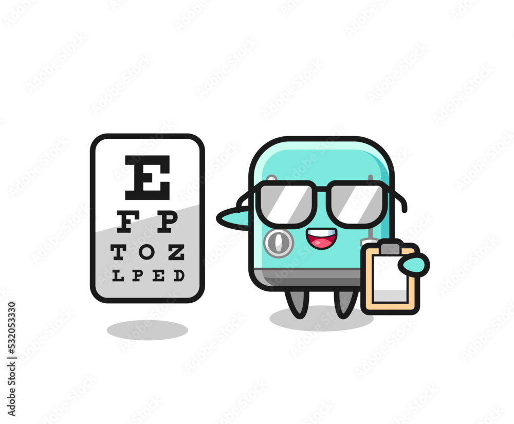 Illustration of toaster mascot as an ophthalmology Illustration of toaster mascot as an ophthalmology