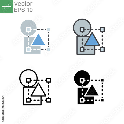 Circle, square, rectangle and triangle in frame. two-dimensional figure shape modelling . measurement element. Industrial & product design icon. Vector illustration design on white background. EPS10