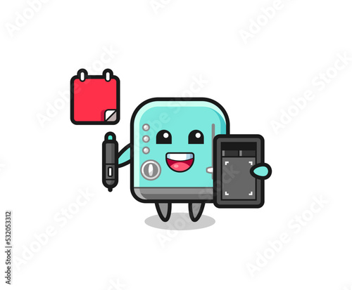 Illustration of toaster mascot as a graphic designer