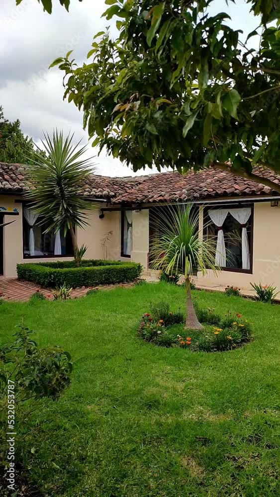 Vertical video of a garden in a traditional hotel in Mexico. Vertical video of a garden in a traditional hotel in Mexico.