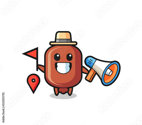 Character cartoon of sausage as a tour guide