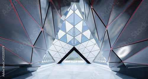 Abstract triangle shape design modern Architecture building interior