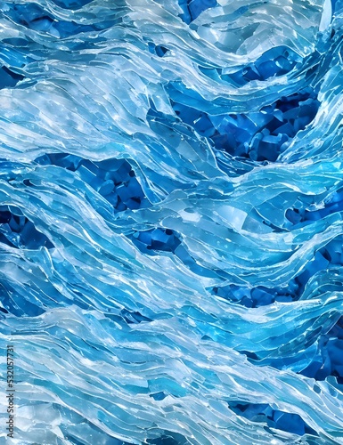 sea textur. ocean wave made of blue - toned shards of glass