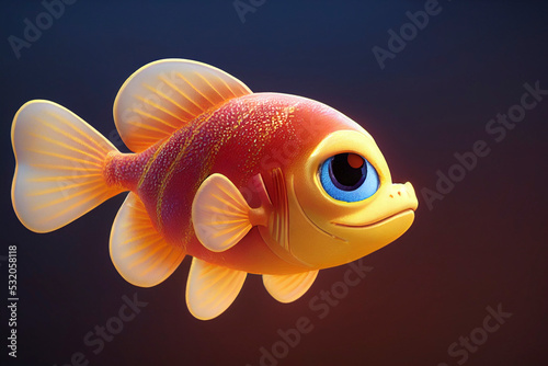 Cute cartoon goldfish, Illustrated fish