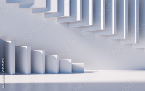 Empty building structure with geometric structure  3d rendering.