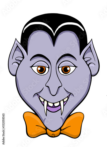 cartoon face of dracula with bow tie
