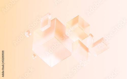 Fototapeta Naklejka Na Ścianę i Meble -  Transparent glass with gradient colors, 3d rendering.