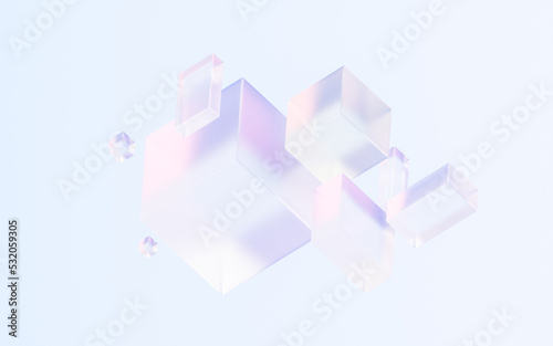 Fototapeta Naklejka Na Ścianę i Meble -  Transparent glass with gradient colors, 3d rendering.