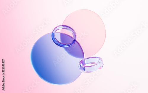 Fototapeta Naklejka Na Ścianę i Meble -  Transparent glass with gradient colors, 3d rendering.