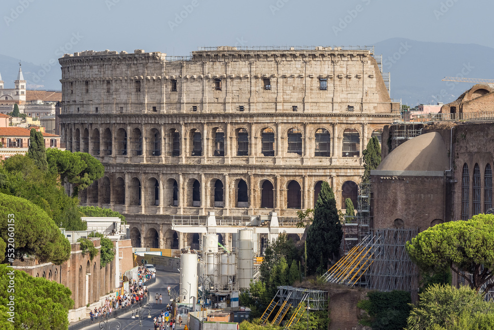 Roman Forum and Colosseum view