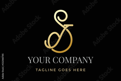 Initial Letter SJ JS or SY YS Logo Design Vector