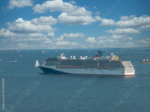 Cruise ship leaving Baltimore harbor for the Caribbean 