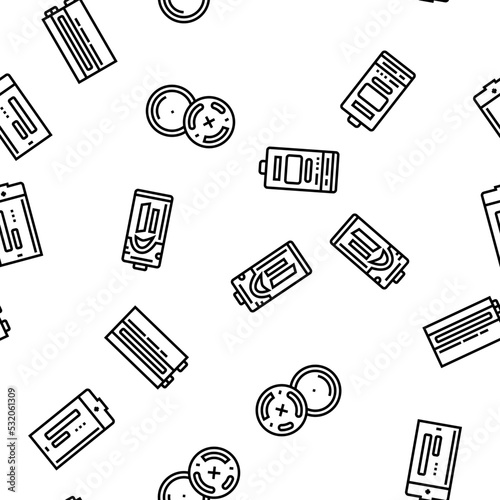 battery power energy electric car vector seamless pattern thin line illustration