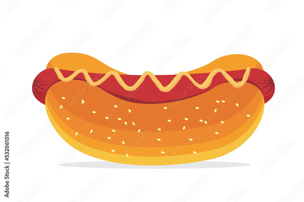Hot dog vector. Fast food. Illustration of hot dog food in a fast food restaurant Hot dog vector. Fast food. Illustration of hot dog food in a fast food restaurant