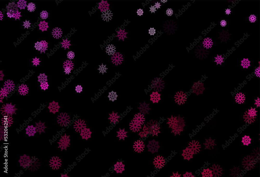 Dark Pink vector cover with beautiful snowflakes.