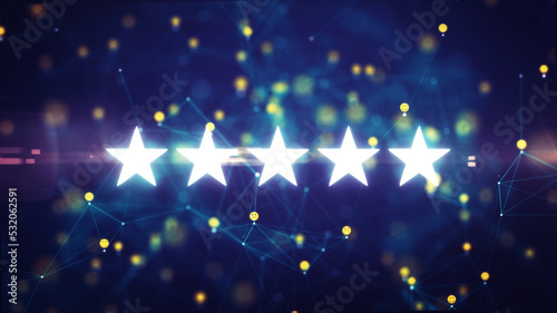 Customer review satisfaction feedback survey concept. five-star excellent rating for feedback review satisfaction service  Customer service experience and business satisfaction survey.