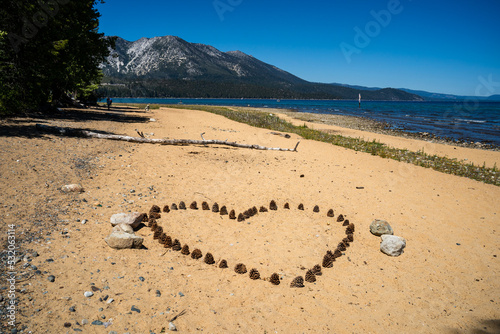 Pinecone Heart at Kiva Beach, South Lake Tahoe