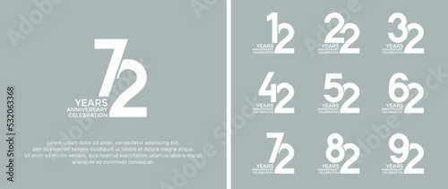set of anniversary logotype white color on soft background for celebration moment