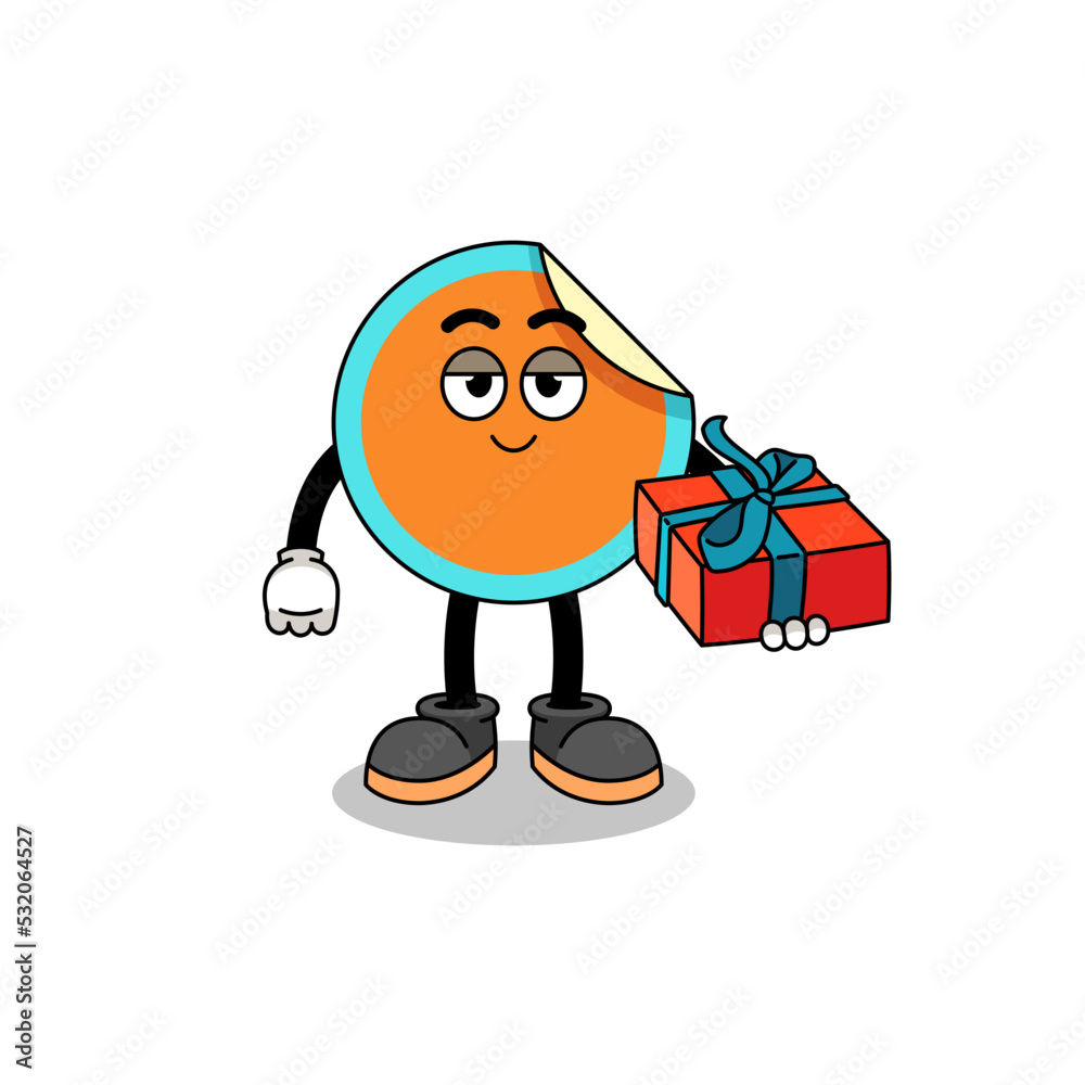 sticker mascot illustration giving a gift sticker mascot illustration giving a gift