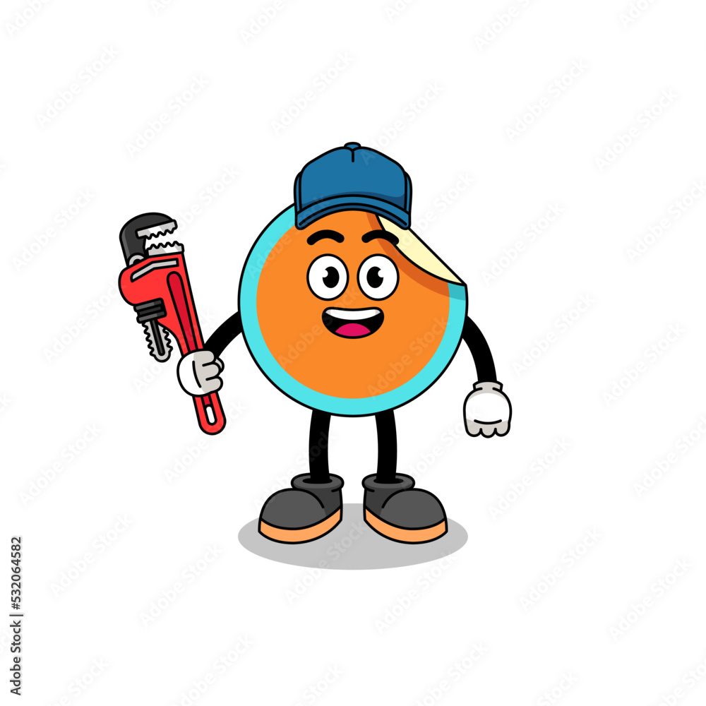 sticker illustration cartoon as a plumber