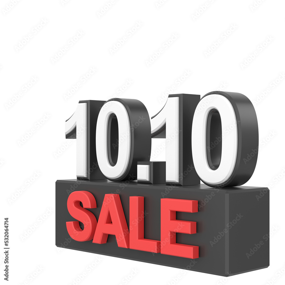 10.10 sale. October sale. 3D illustration. 10.10 sale. October sale. 3D illustration.