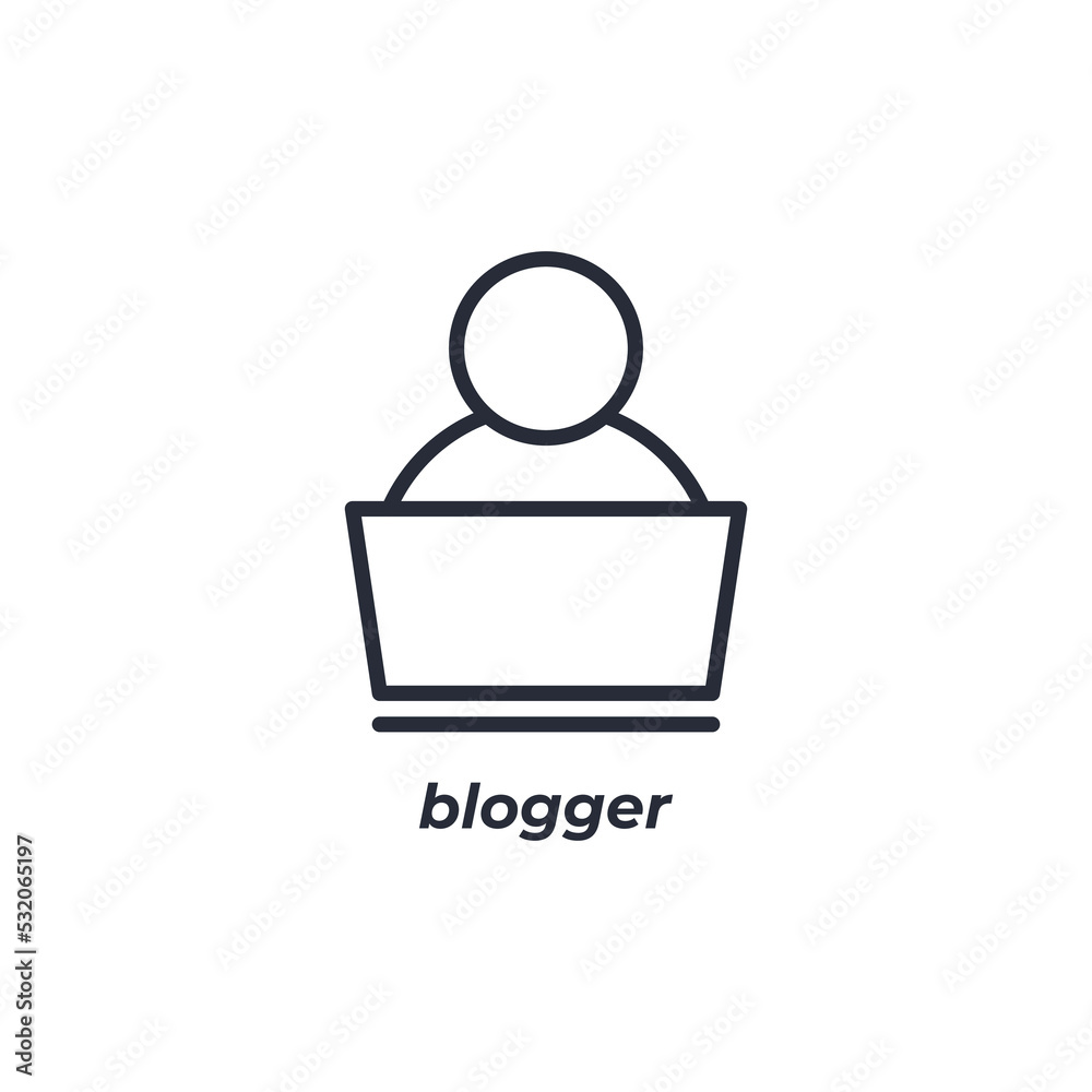 Vector sign of blogger symbol is isolated on a white background. icon color editable. Vector sign of blogger symbol is isolated on a white background. icon color editable.