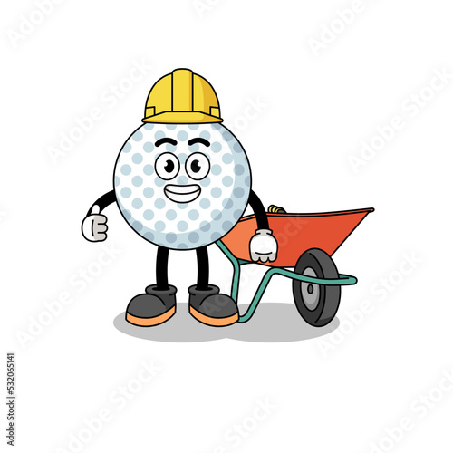 golf ball cartoon as a contractor