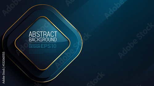 luxury abstract background dark blue color, square left side, straight lines overlap layer shadow gradients space composition, 3840 x 2160 monitor size for banner, flyer cover layout, template design