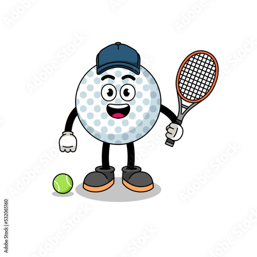 golf ball illustration as a tennis player