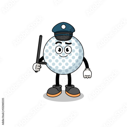 Cartoon Illustration of golf ball police