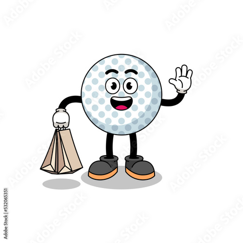 Cartoon of golf ball shopping