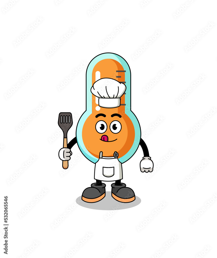 Mascot Illustration of thermometer chef