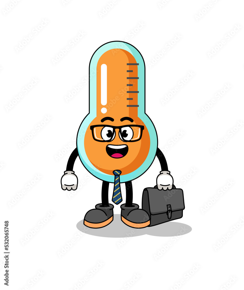 thermometer mascot as a businessman