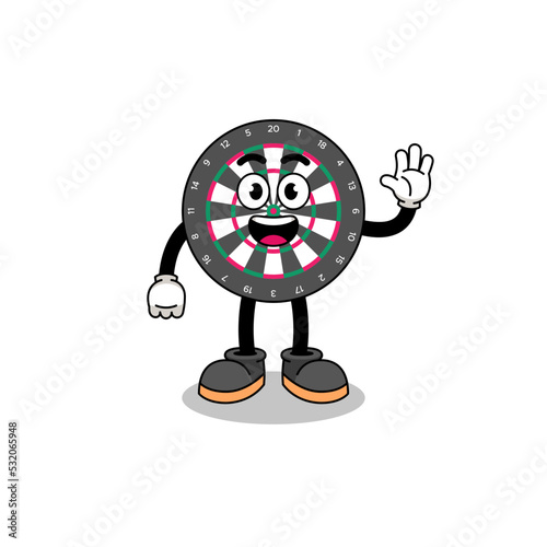 dart board cartoon doing wave hand gesture