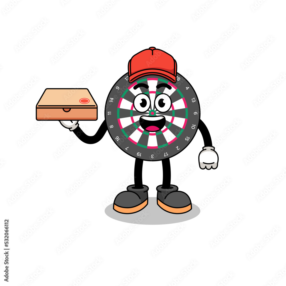 dart board illustration as a pizza deliveryman dart board illustration as a pizza deliveryman