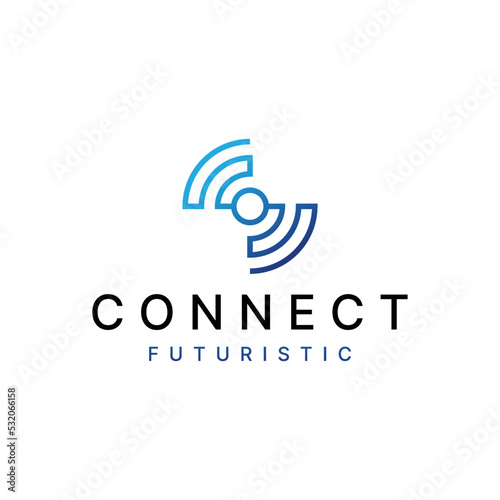 modern connect signal technology logo design © kura