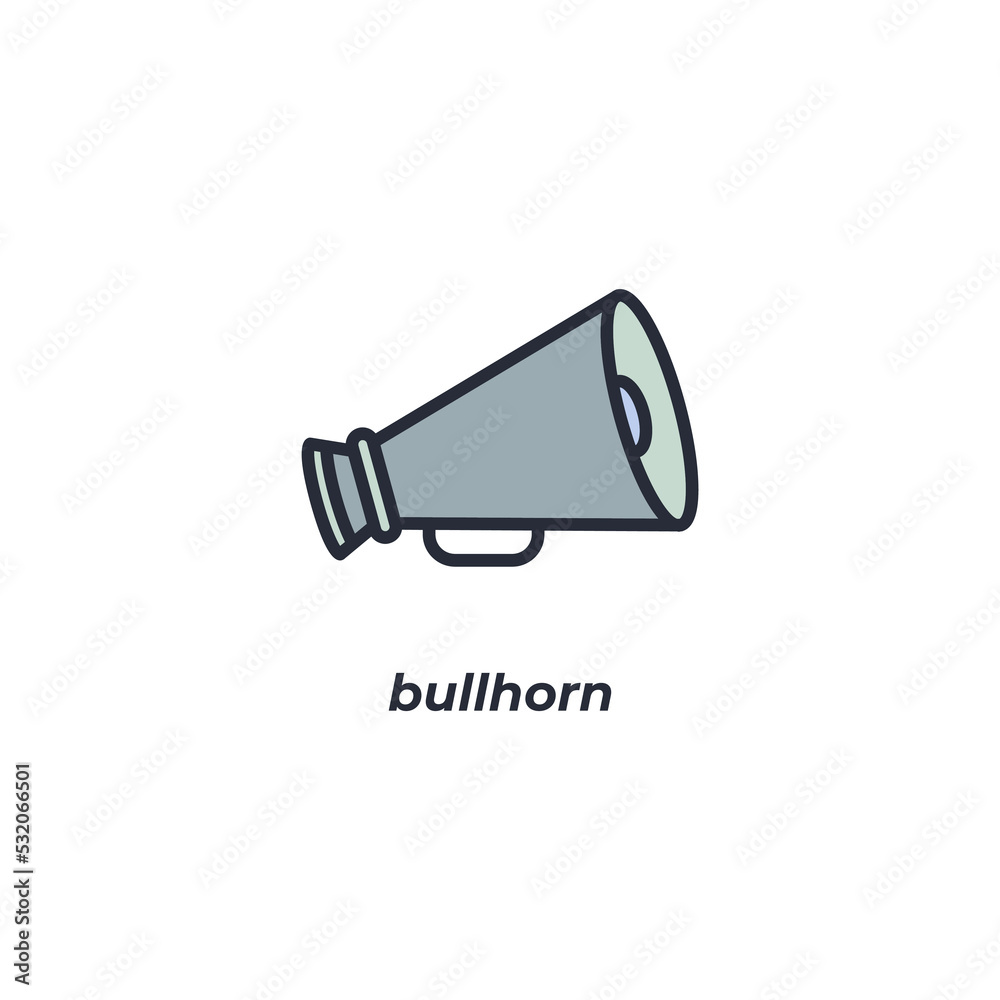 Vector sign of bullhorn symbol is isolated on a white background. icon color editable. Vector sign of bullhorn symbol is isolated on a white background. icon color editable.