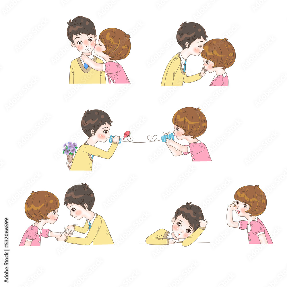 Girl and boy couple lovely anime cartoon happy together Girl and boy couple lovely anime cartoon happy together