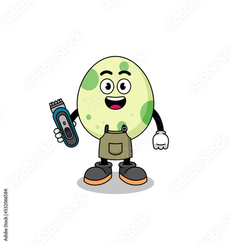 Cartoon Illustration of spotted egg as a barber man