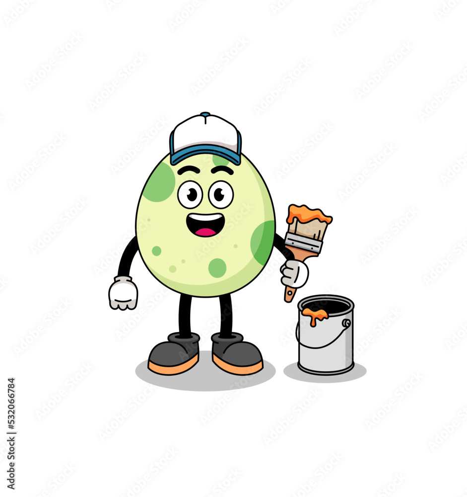 Obraz premium Character mascot of spotted egg as a painter