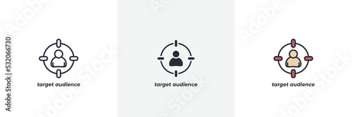 target audience icon. Line, solid and filled outline colorful version, outline and filled vector sign. Idea Symbol, logo illustration. Vector graphics