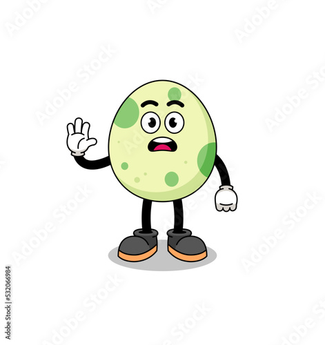 spotted egg cartoon illustration doing stop hand