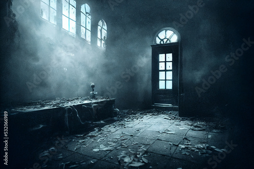 Foto haunted building interior, generative AI