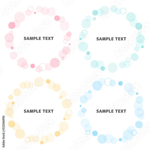 ドットとストライプ柄の円のフレーム