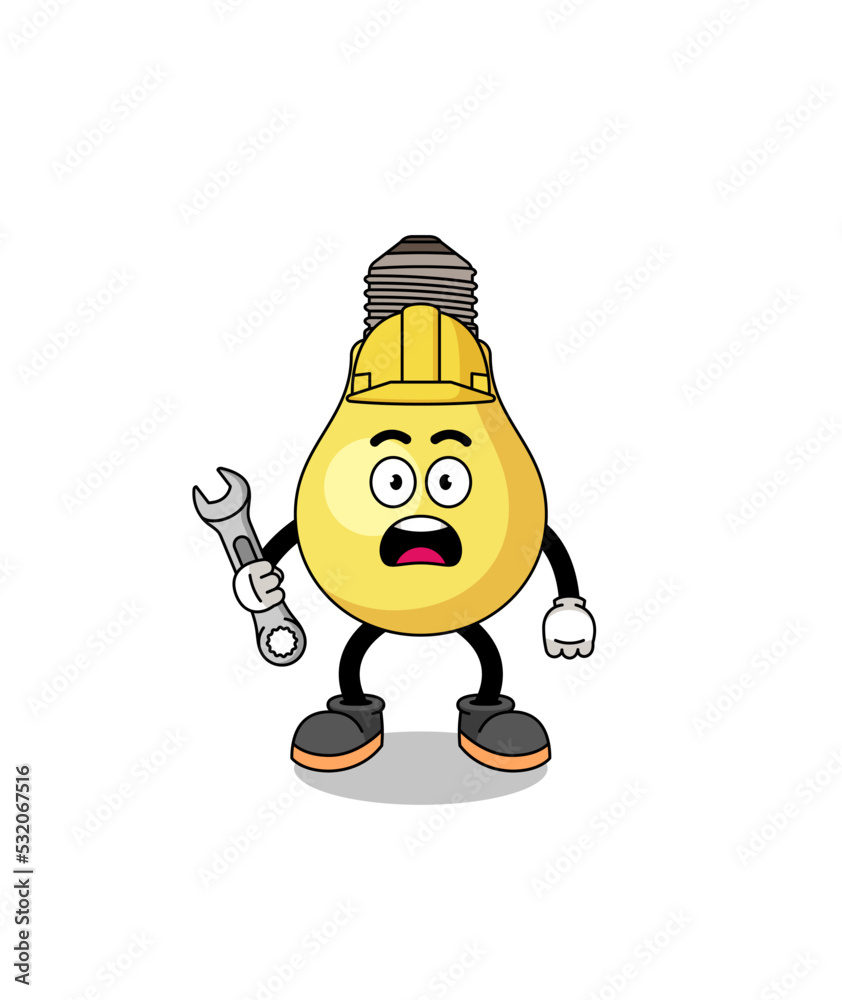 Fototapeta premium Character Illustration of light bulb with 404 error