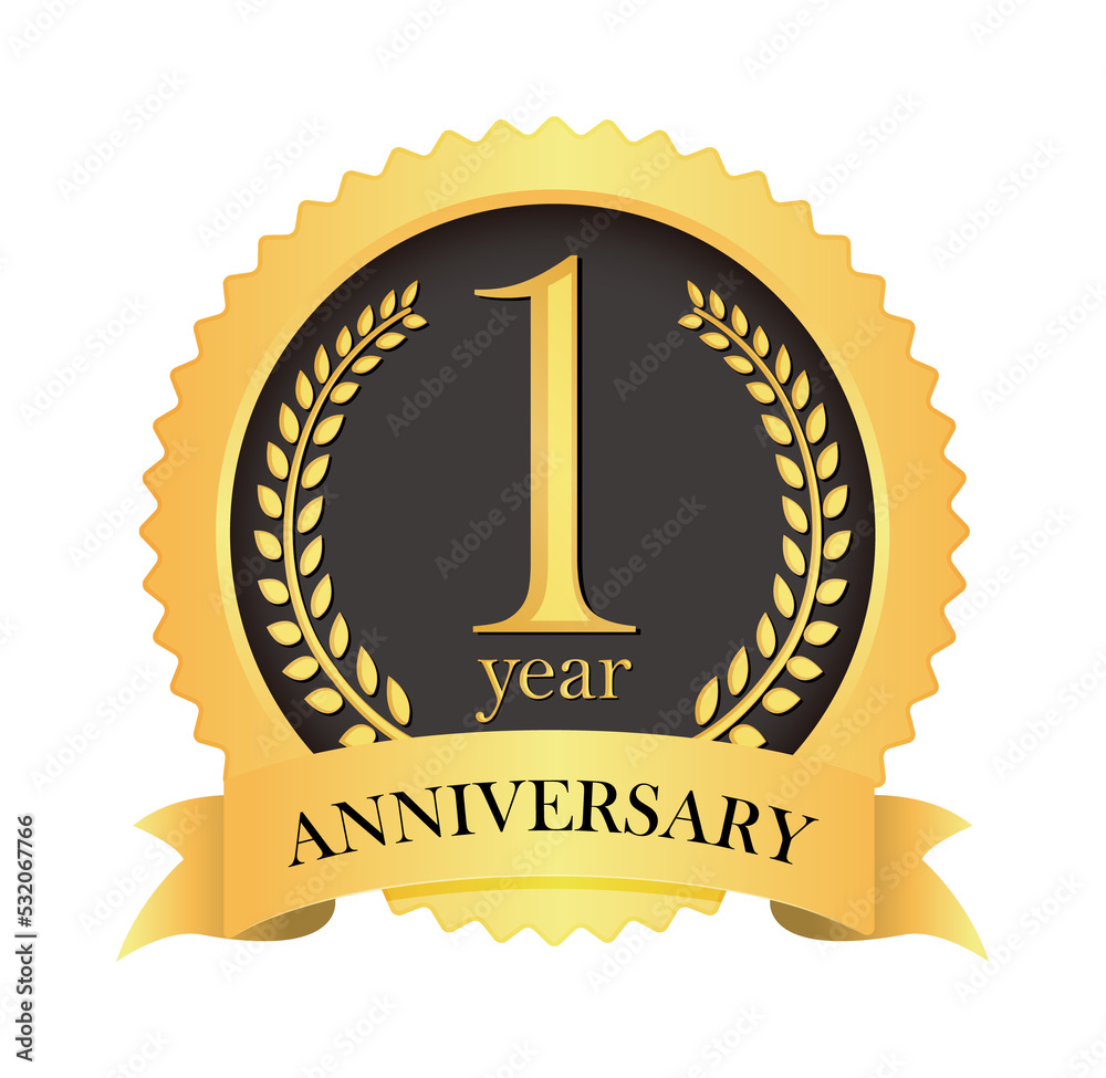 Golden anniversary medal icon 1st anniversary png stock