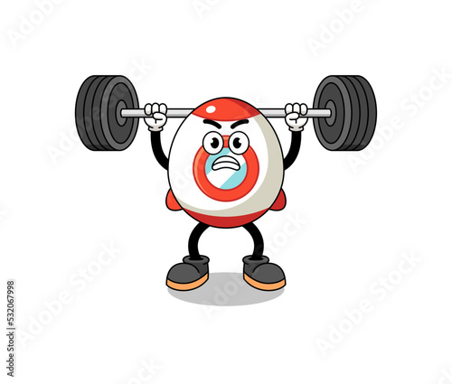 rocket mascot cartoon lifting a barbell