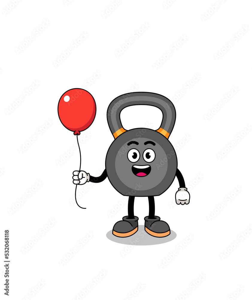 Cartoon of kettlebell holding a balloon Cartoon of kettlebell holding a balloon
