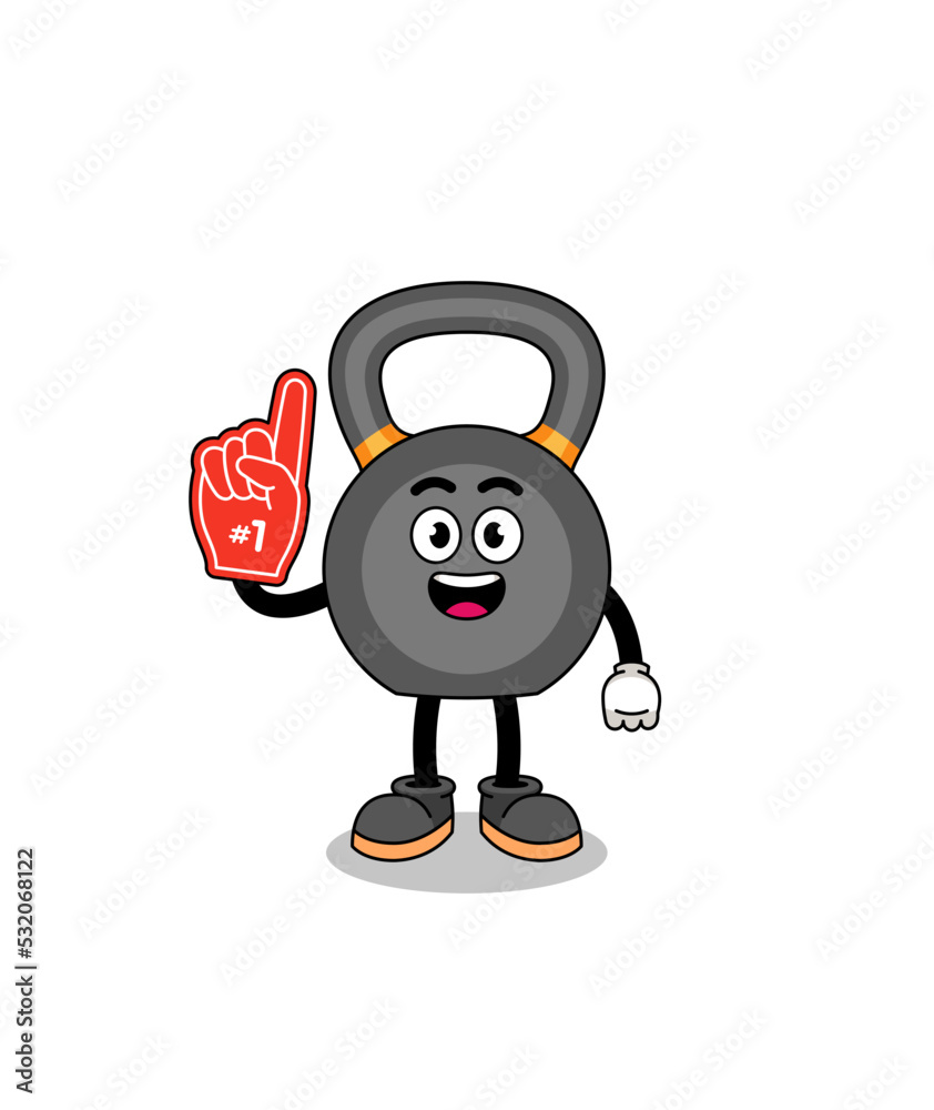 Cartoon mascot of kettlebell number 1 fans Cartoon mascot of kettlebell number 1 fans